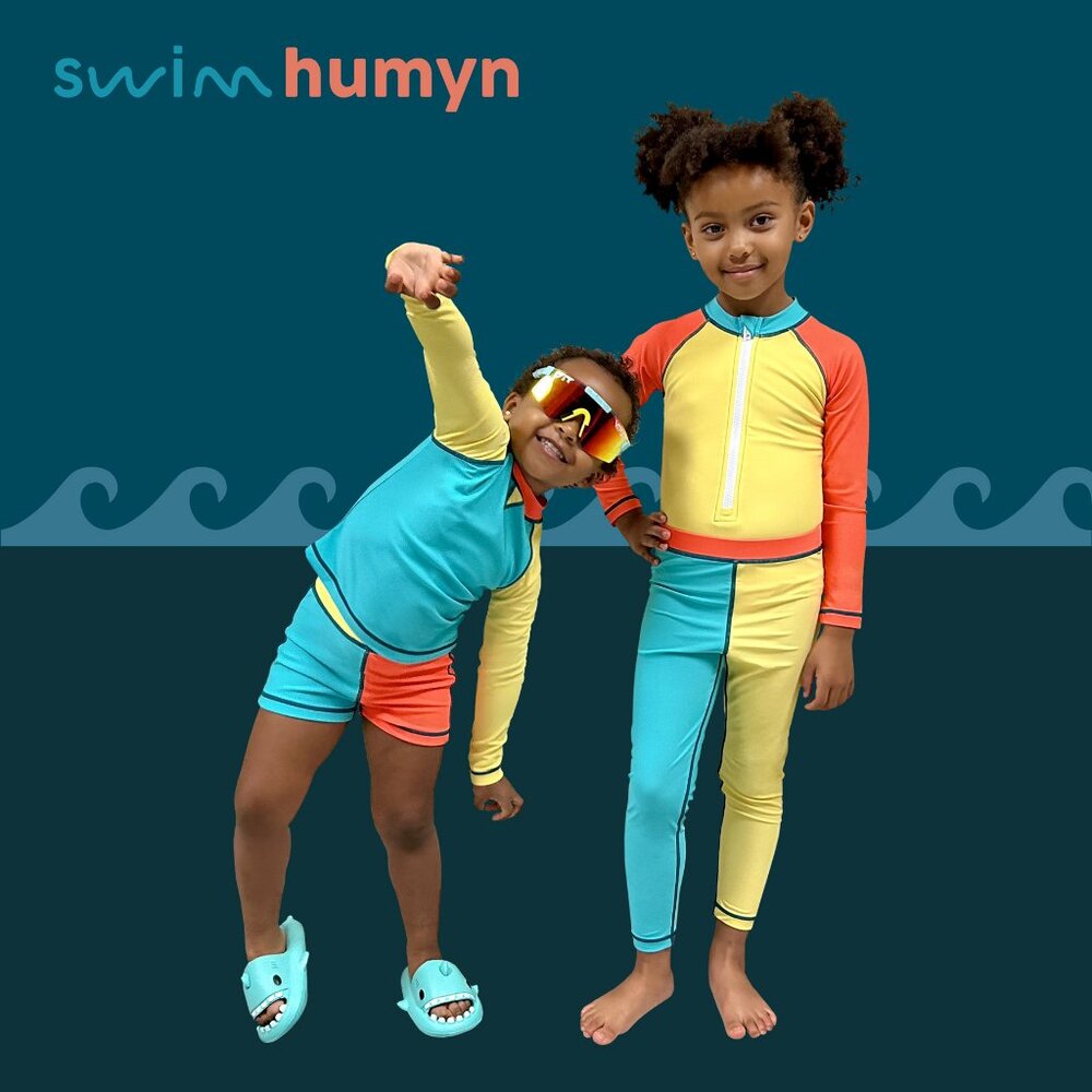 SwimHumyn Kid’s Toddler UPF Sun Protective High Visibility Swim Shorts